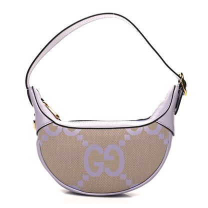 Gucci Monogram Jumbo GG Textured Dollar Calfskin Mini Ophidia Half Moon Hobo Beige Lapis 1 of 10