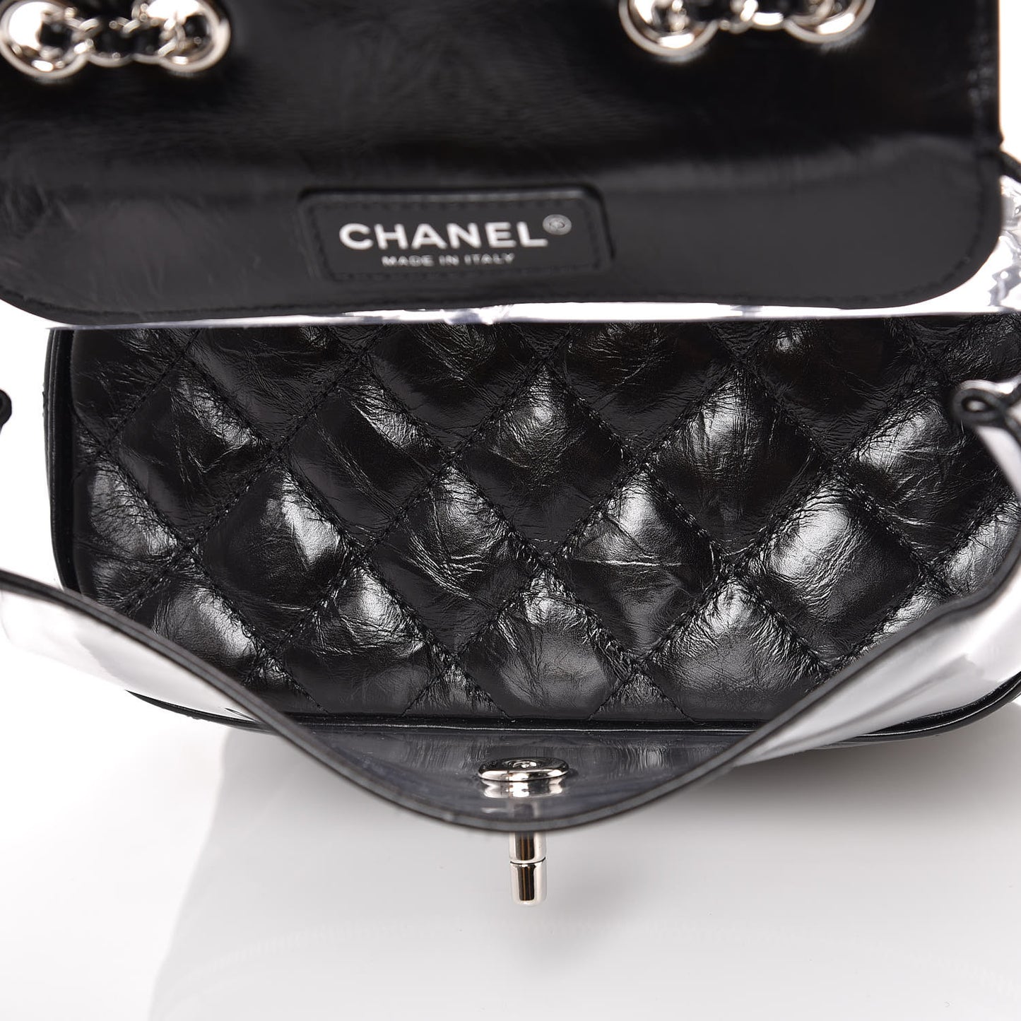 Crumpled Calfskin PVC Quilted Backpack Black