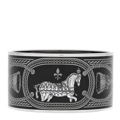 Hermes Enamel Printed Grand Apparat Extra Wide Bracelet 65 Black 1 of 5