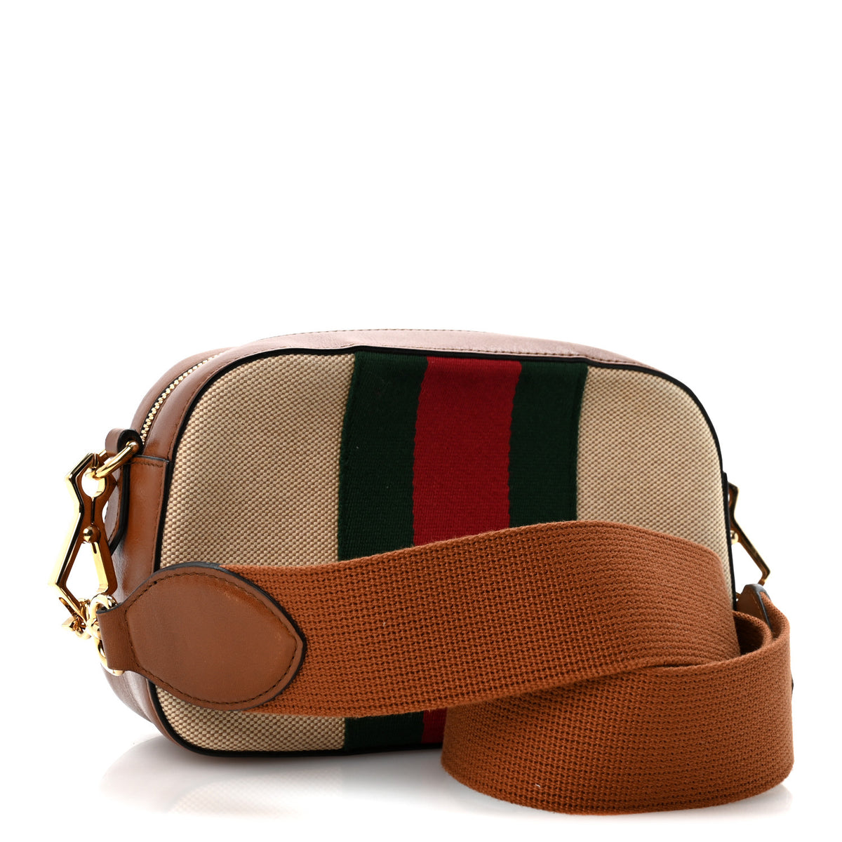 Vintage Canvas Web Shoulder Bag Sand Cuir