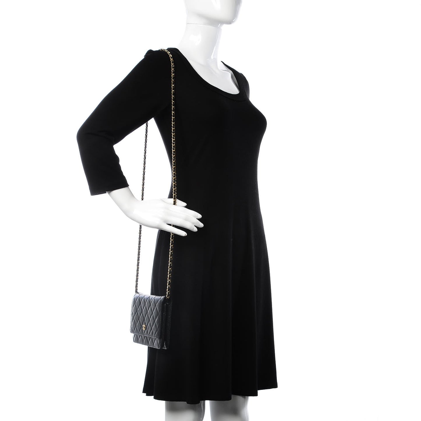 Caviar Quilted Wallet On Chain WOC Black
