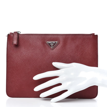 Prada Saffiano Flat Cosmetic Pouch Rubino 2 of 9