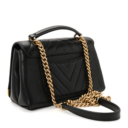 Chanel Sheepskin Chevron Stitched Chain Top Handle Flap Black 3 of 9