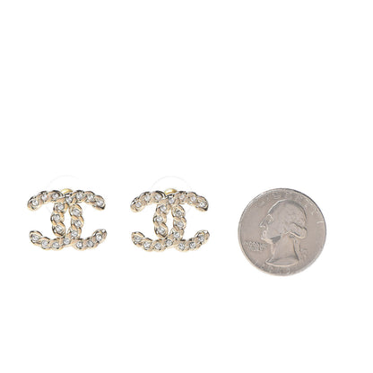 Chanel Crystal Pearls Coronation CC Earrings Gold 2 of 4