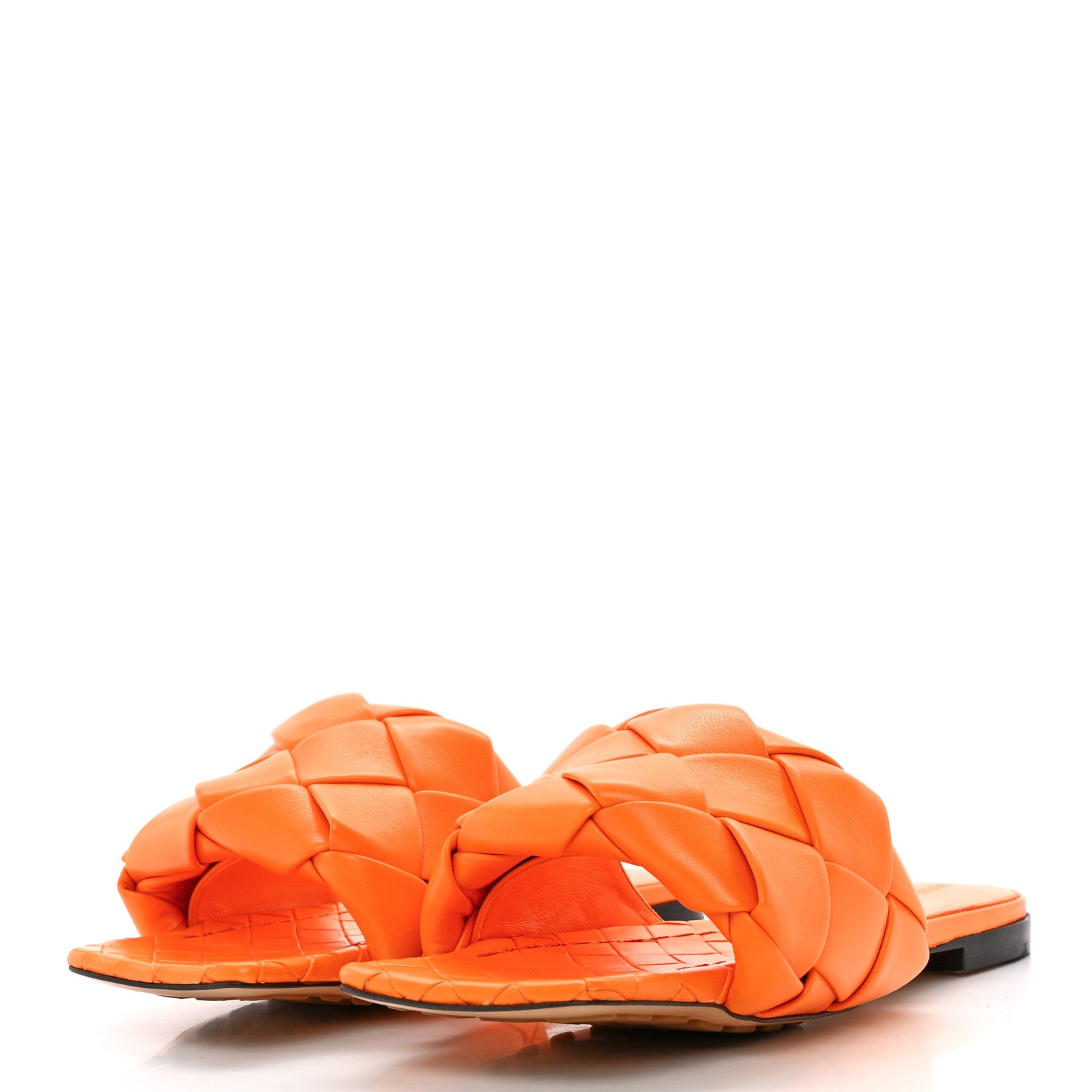 Bottega Veneta Nappa Maxi Intrecciato Lido Flat Sandals 38 Tangerine 3 of 11