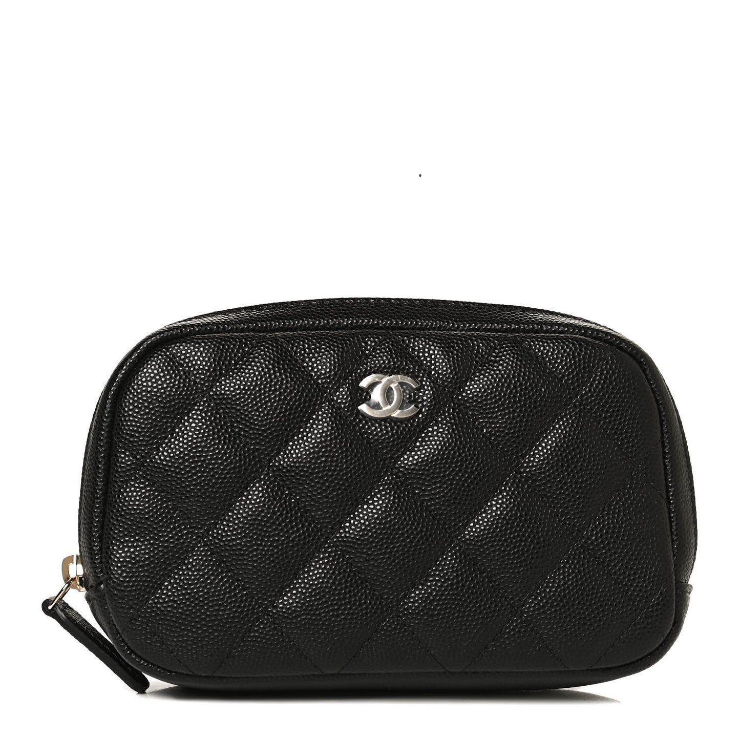 Caviar Quilted Small Curvy Pouch Cosmetic Case Black