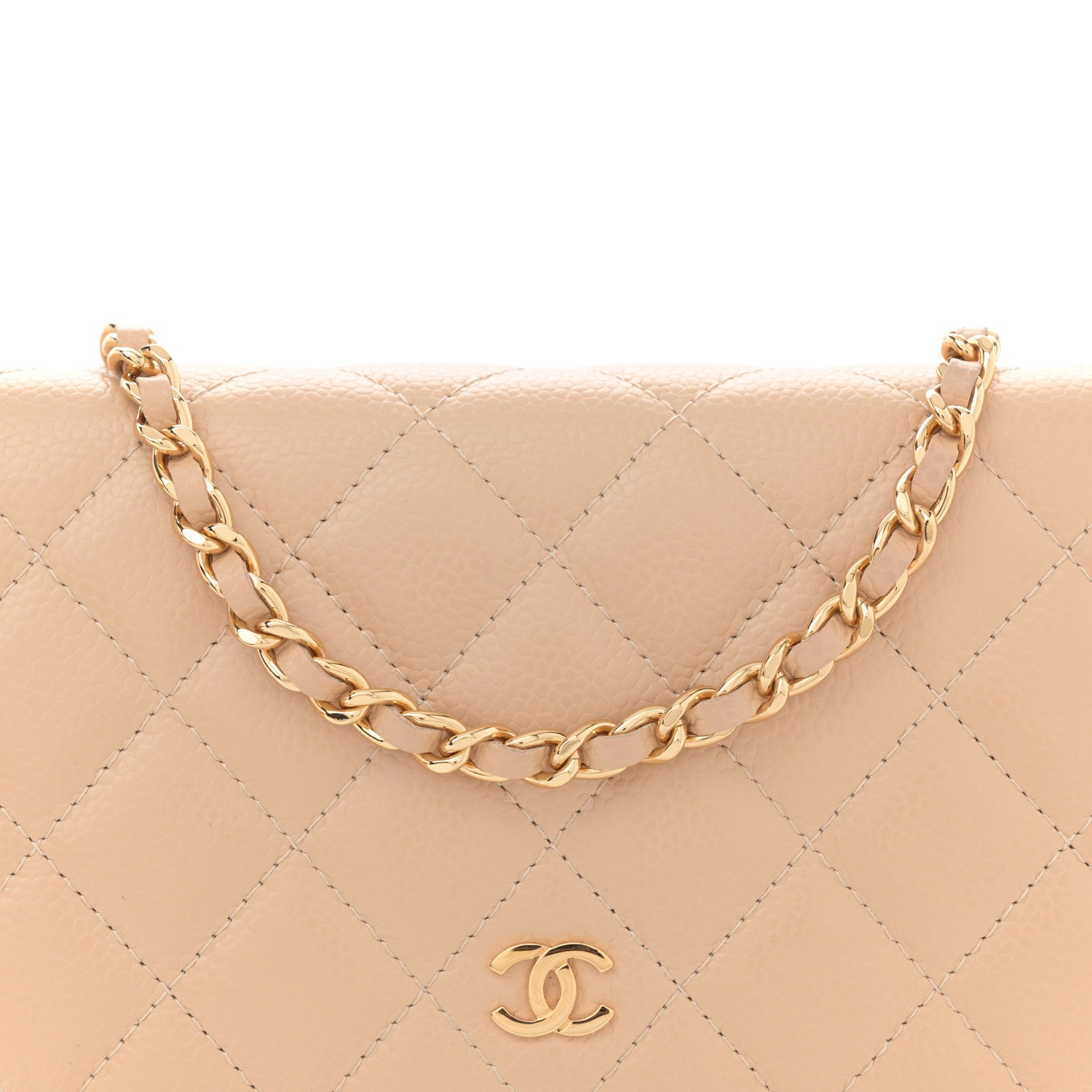 Chanel Caviar Quilted Wallet On Chain WOC Beige 8 of 11