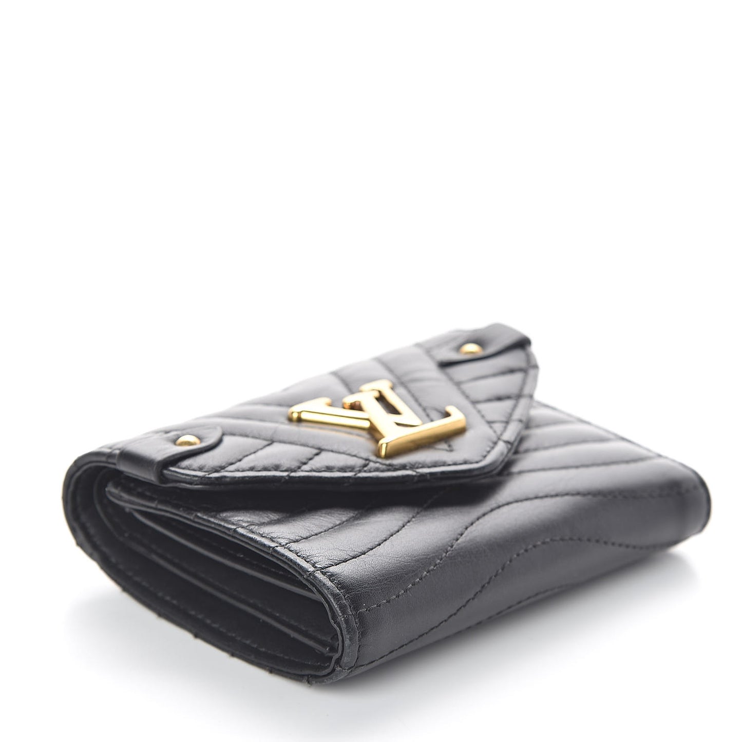 Calfskin New Wave Compact Wallet Black