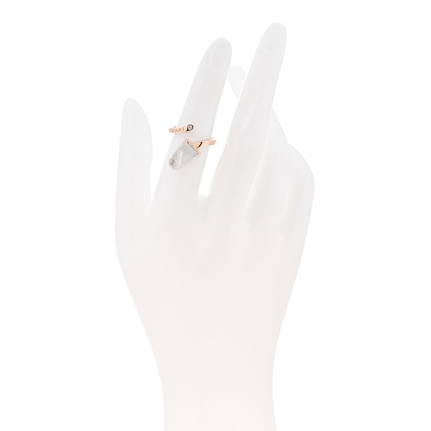 18K Rose Gold Diamond Mother of Pearl Gelati Ring 49 4.75