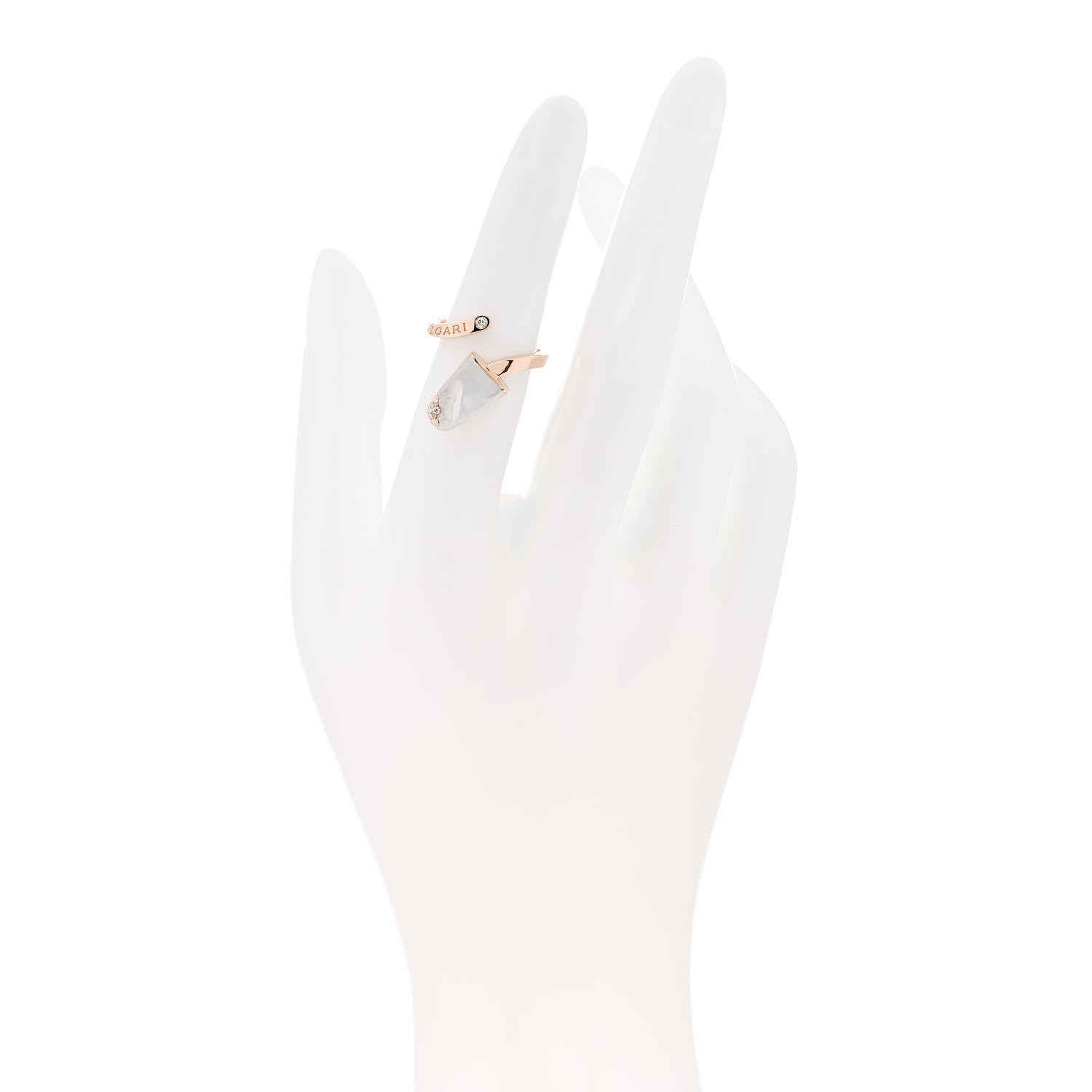 Bulgari 18K Rose Gold Diamond Mother of Pearl Gelati Ring 49 4.75 2 of 8