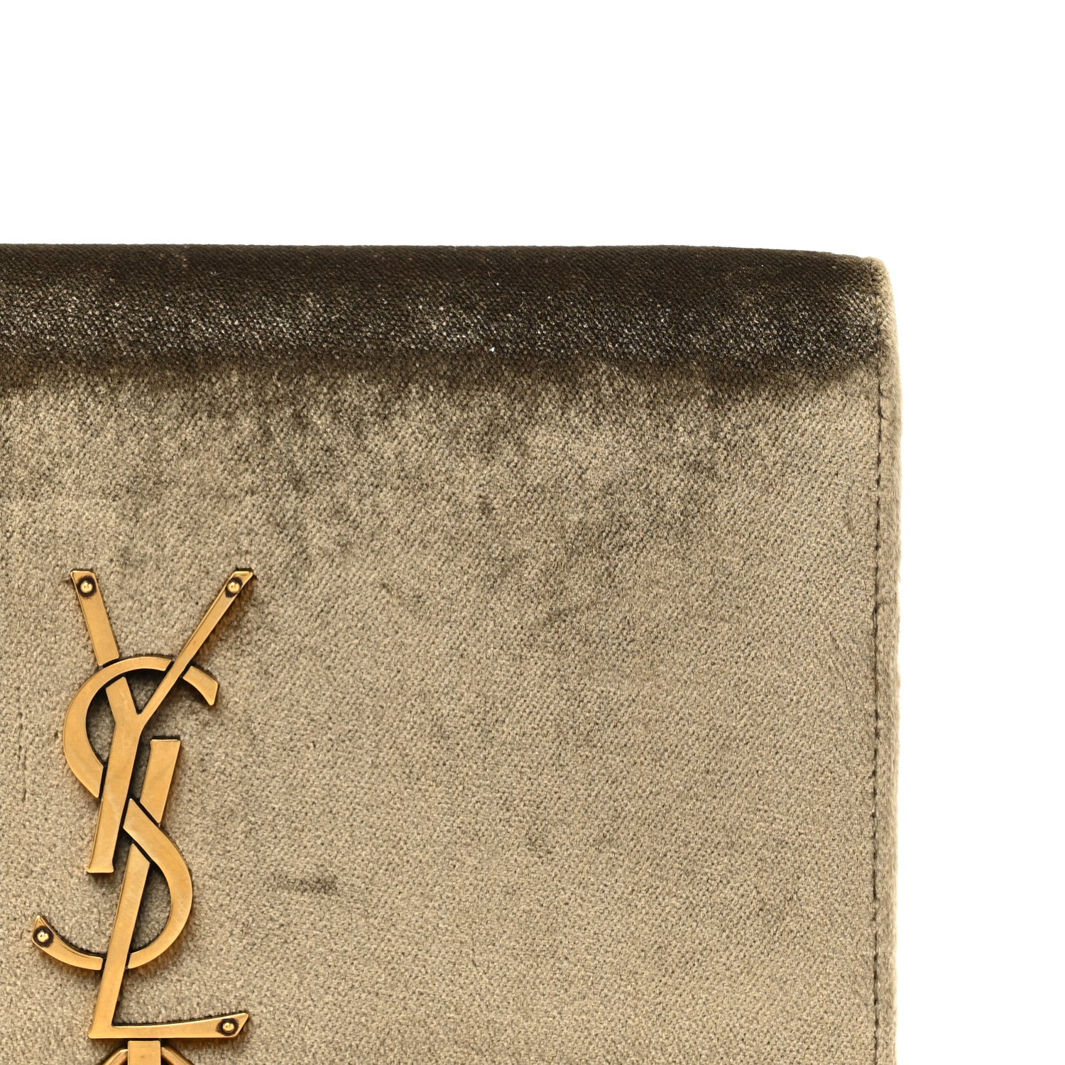 Saint Laurent Velvet Kate Tassel Chain Wallet Olive 8 of 11