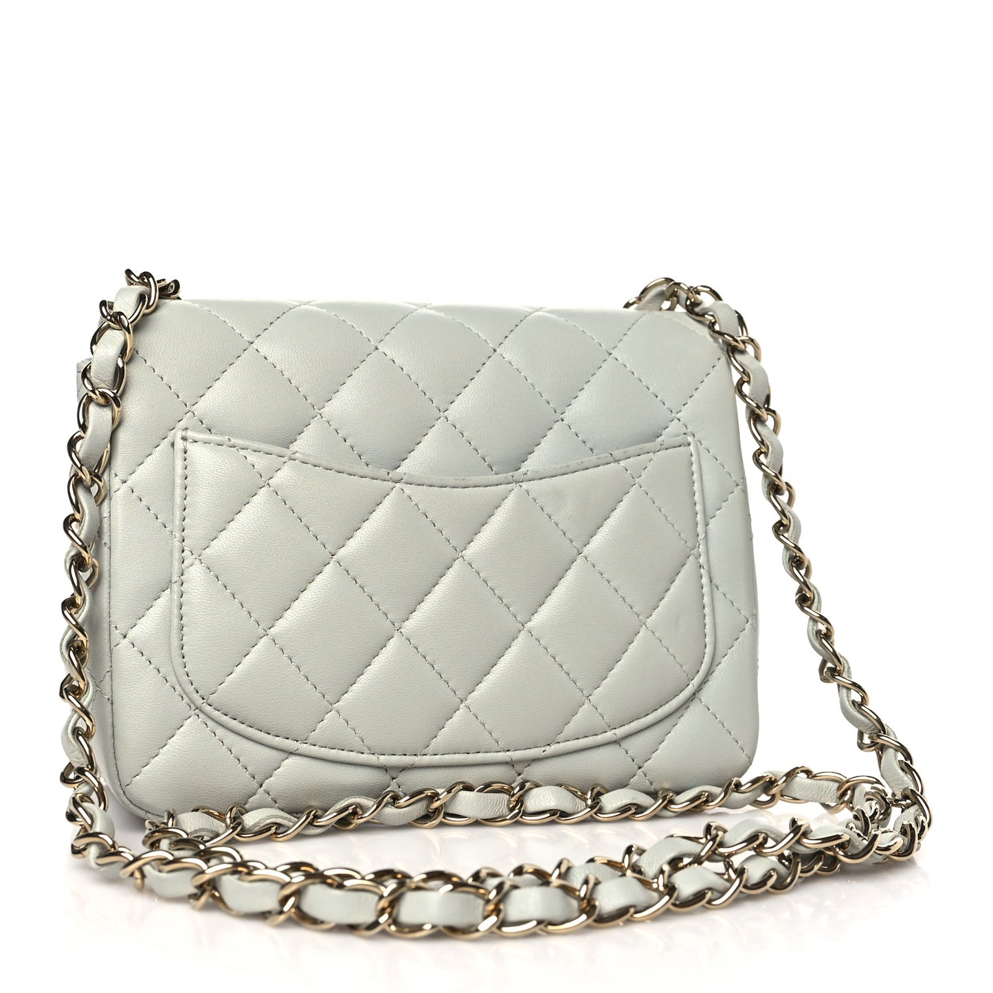 Lambskin Quilted Mini Square Flap Grey