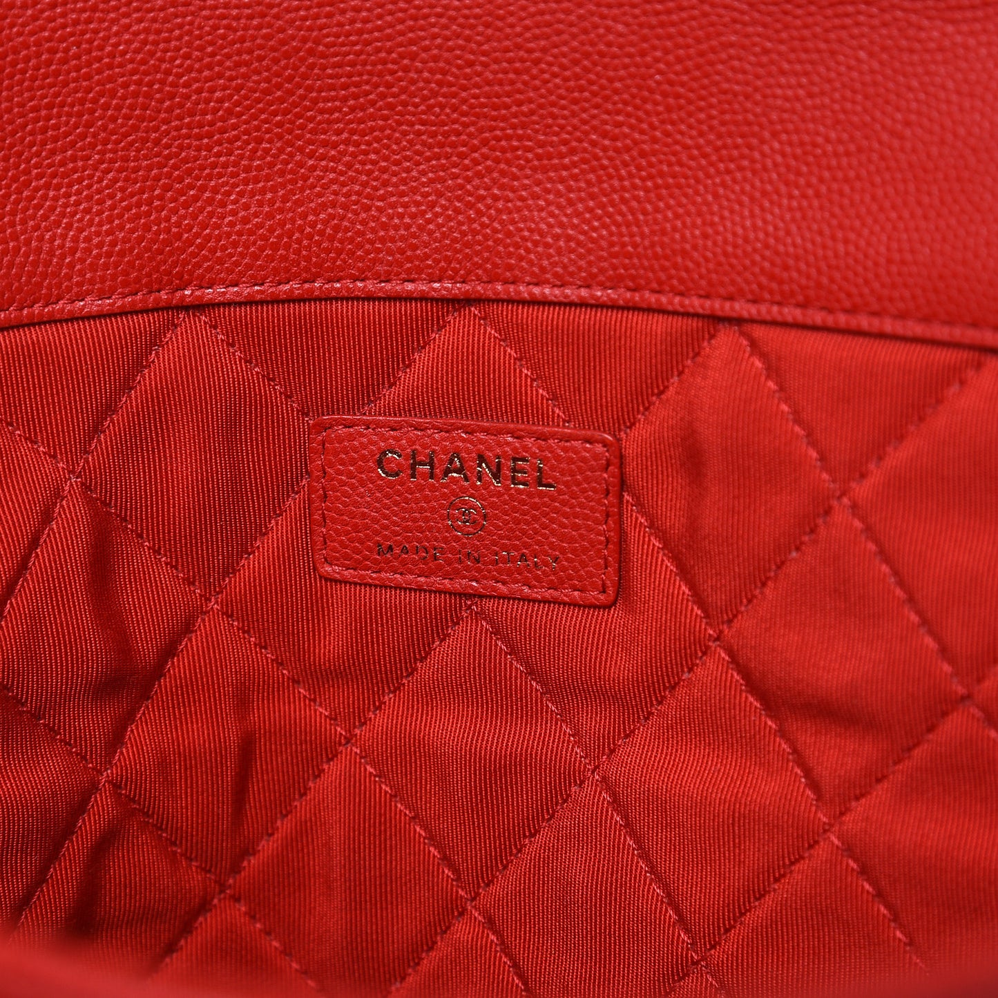 Caviar Quilted Large Golden Class Pouch Red