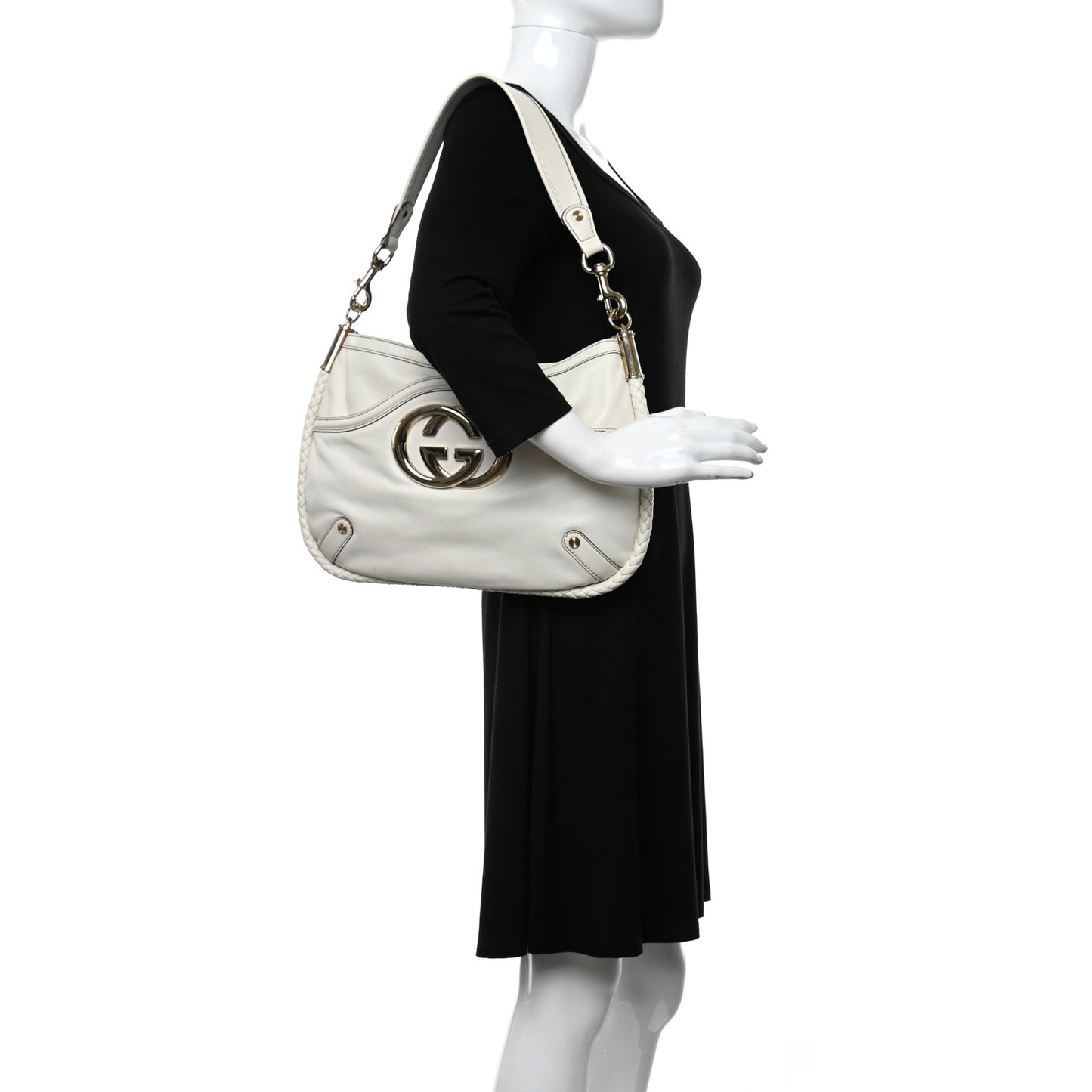 Calfskin Britt Medium Shoulder Bag White