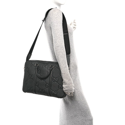 Gucci Piuma Calfskin Jumbo GG Embossed Briefcase Black 2 of 14