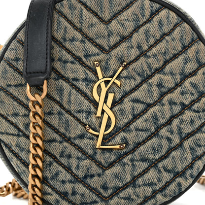 Saint Laurent Denim Quilted Monogram Round Crossbody Bag Rodeo Blue 7 of 10