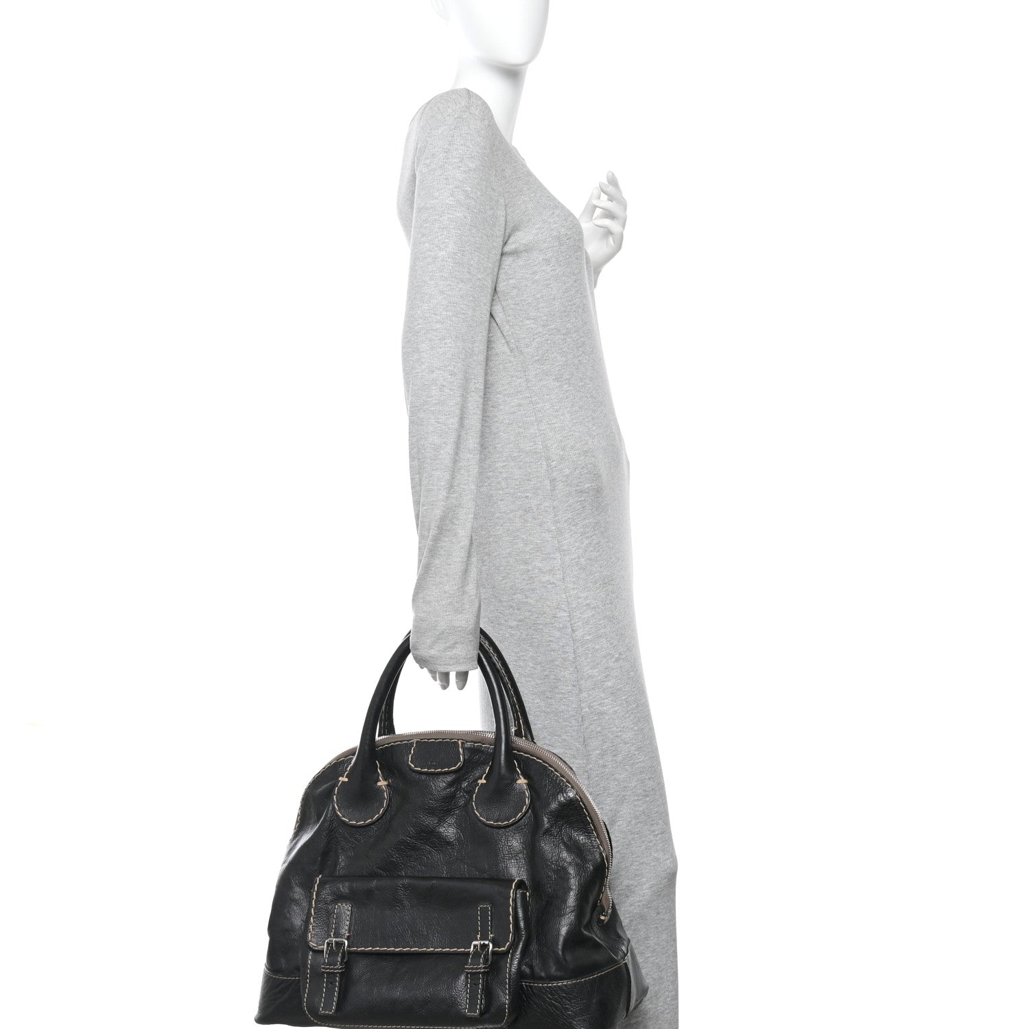 Chloe Calfskin Edith Dome Bowler Black 2 of 10