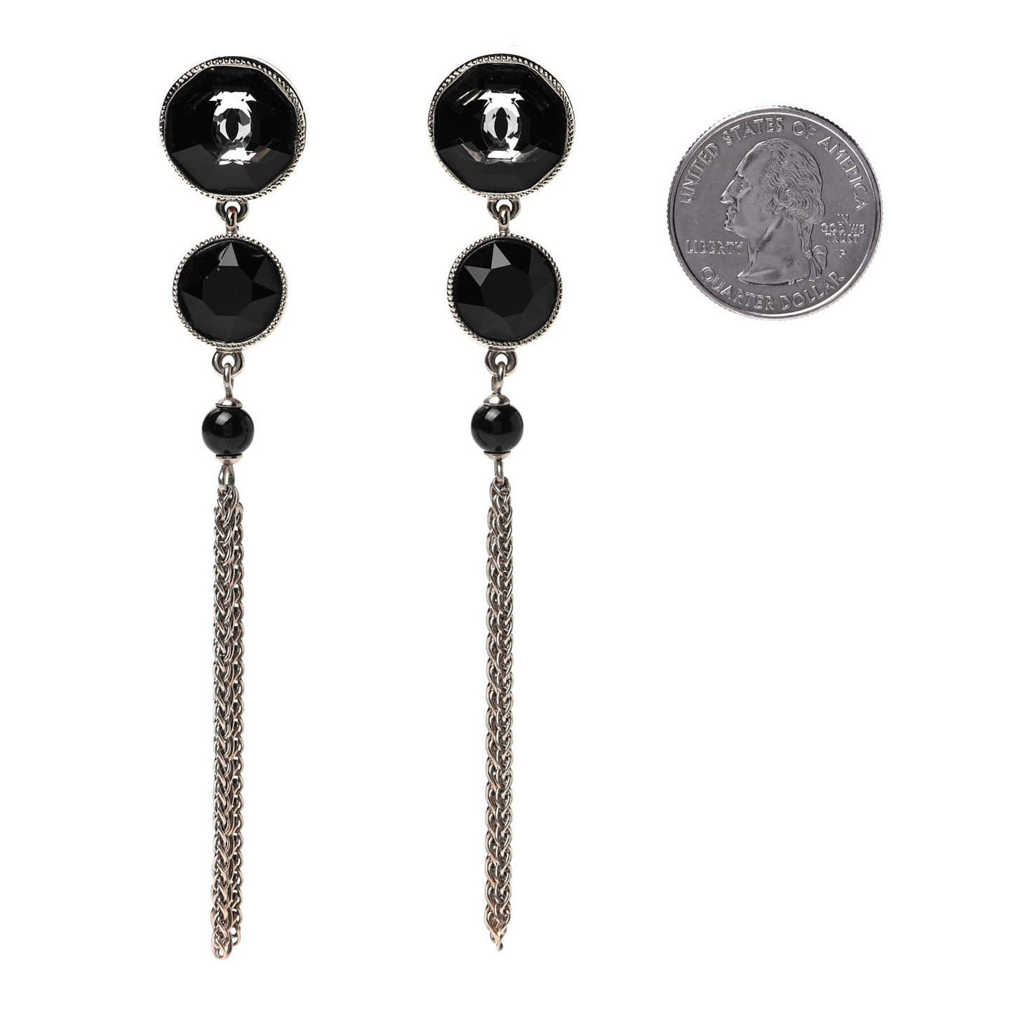 Resin CC Drop Earrings Light Gold Black