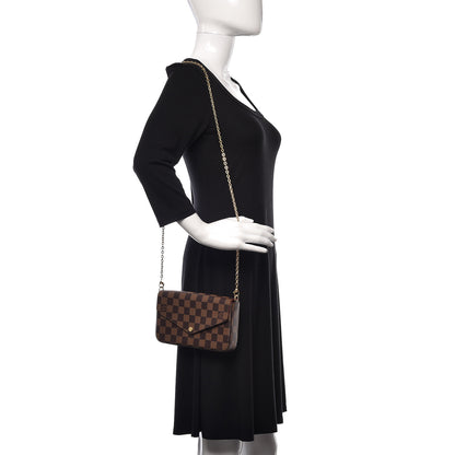 Louis Vuitton Damier Ebene Pochette Felicie Chain Wallet 2 of 12