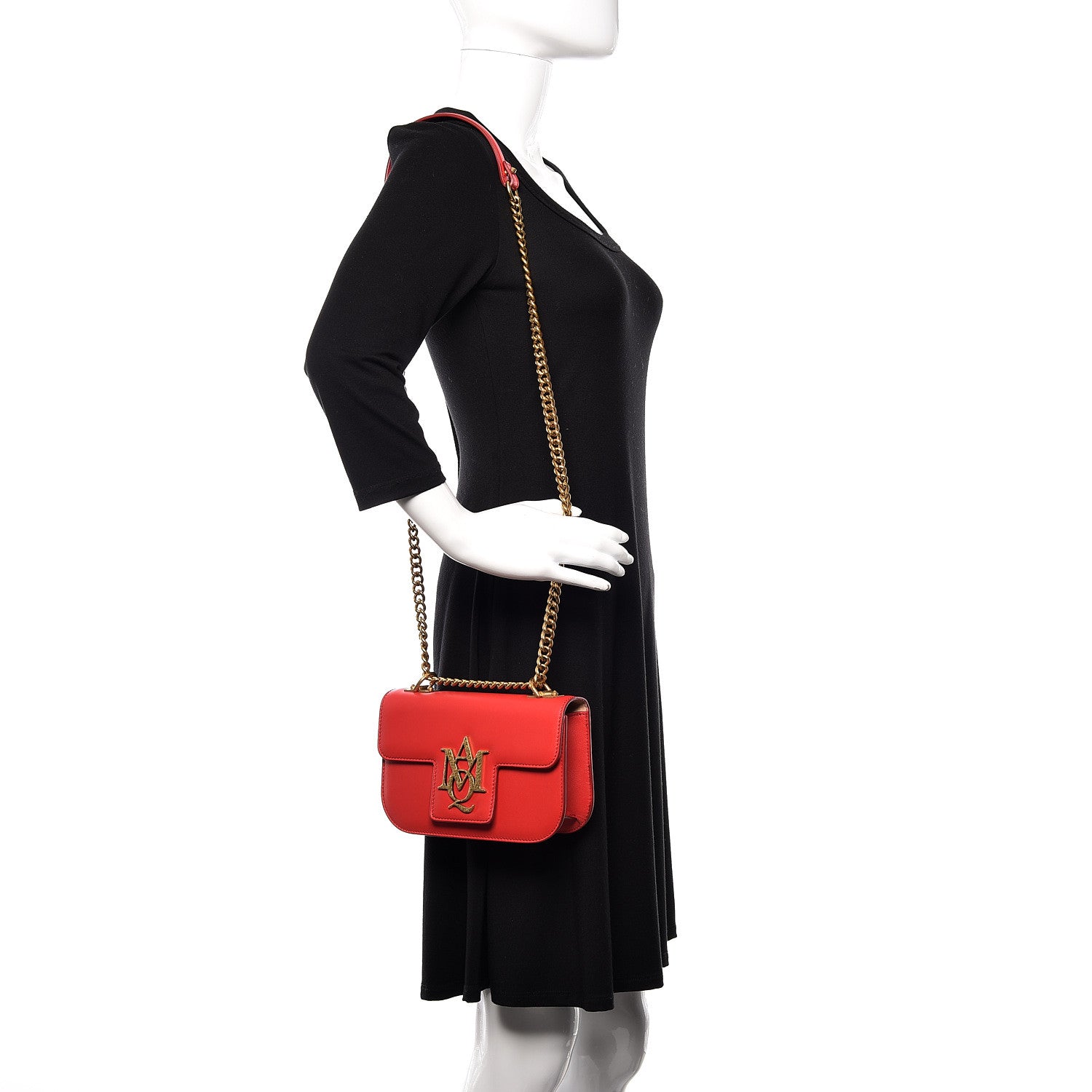 Alexander McQueen Calfskin Small Insignia Chain Flap Red 2 of 10