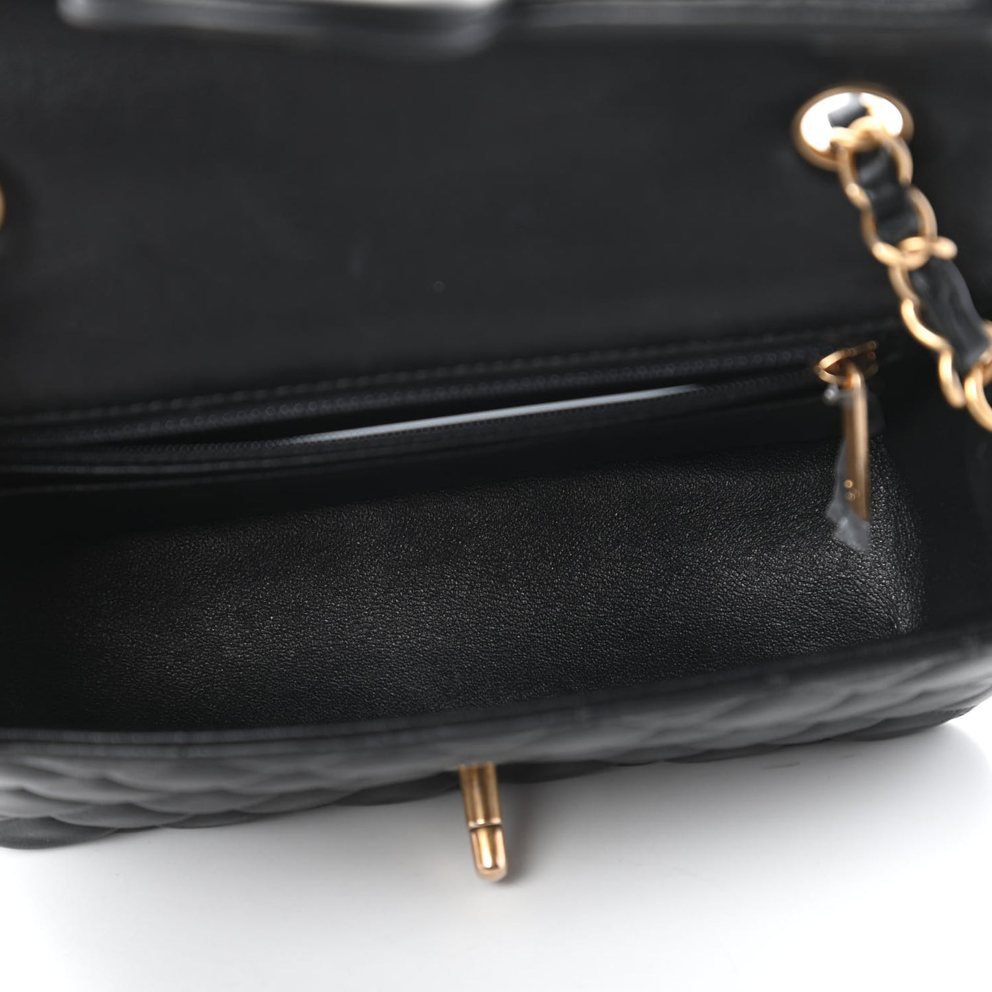 Lambskin Quilted Mini Rectangular Flap Black