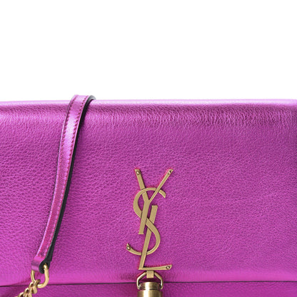 Saint Laurent Metallic Calfskin Classic Monogram Kate Tassel Chain Wallet Fuchsia 9 of 10