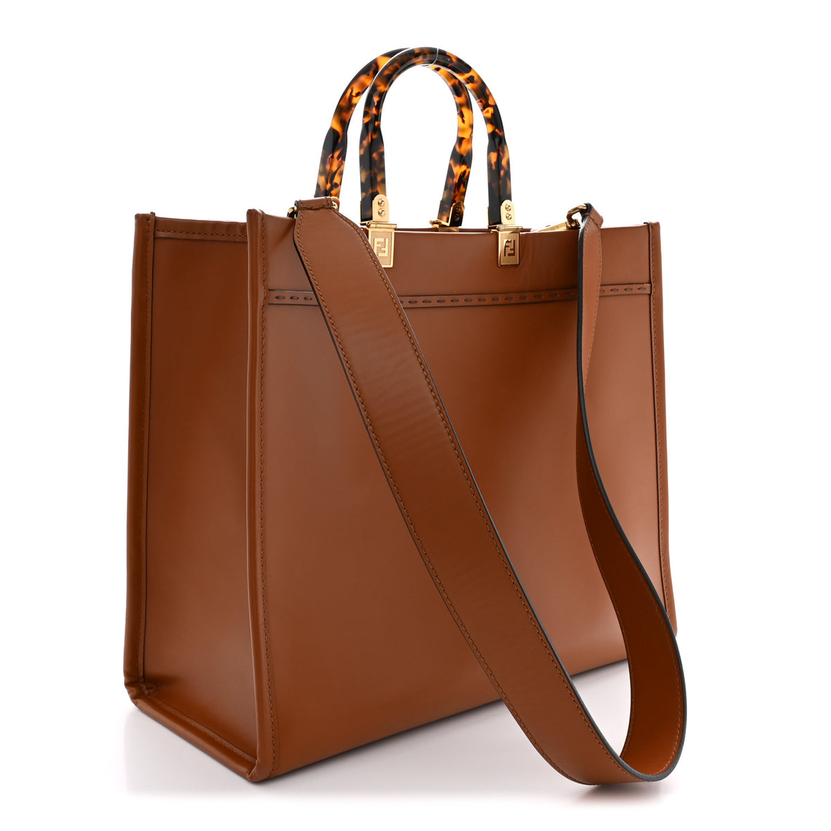 Vitello King Plexiglass Medium Fendi Sunshine Shopper Tote Cuoio