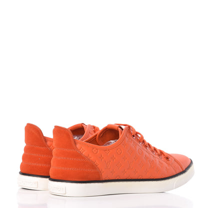 Louis Vuitton Calfskin Embossed Monogram Punchy Sneakers 39 Orange 4 of 10