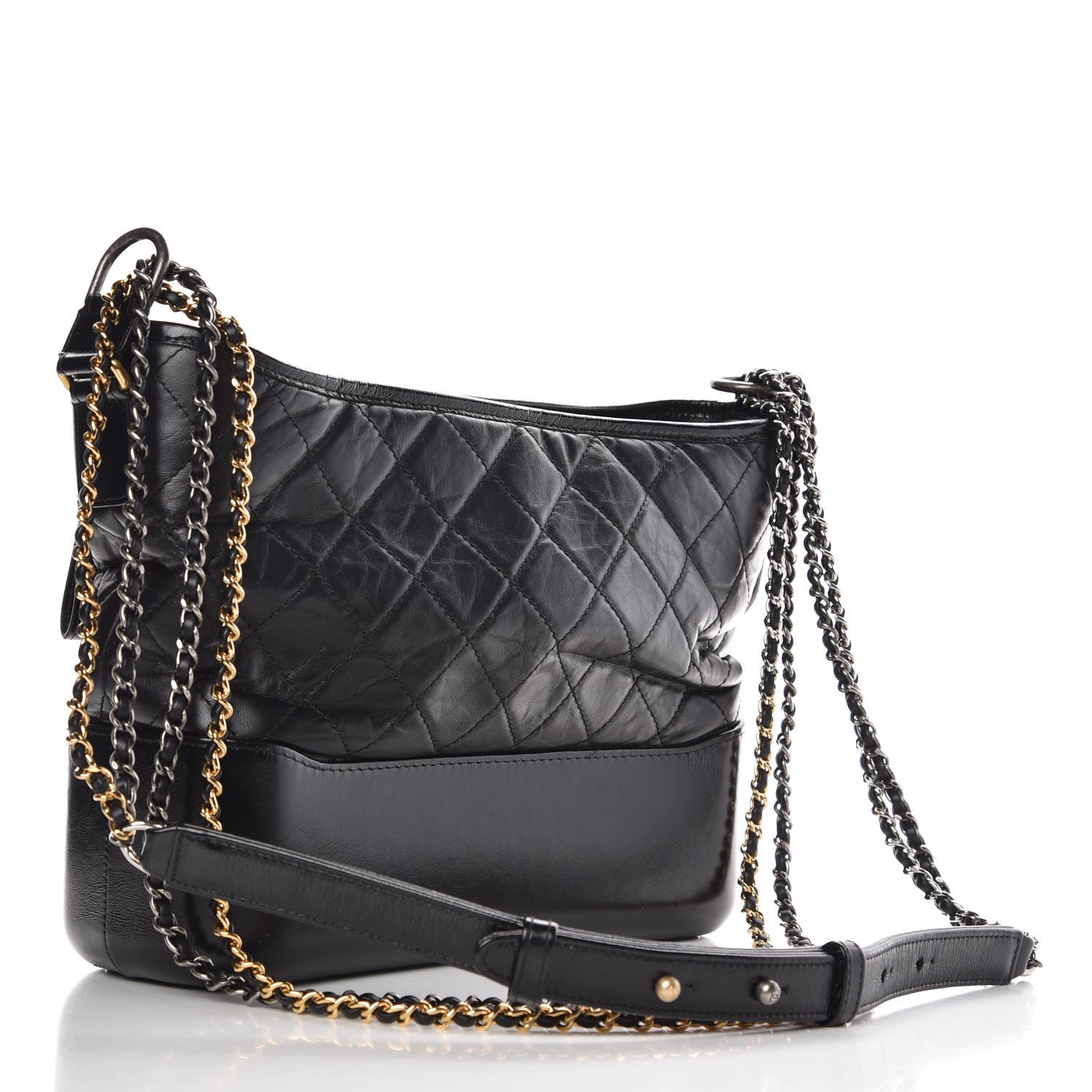 Chanel Aged Calfskin Quilted Medium Gabrielle Hobo Black 3 of 10