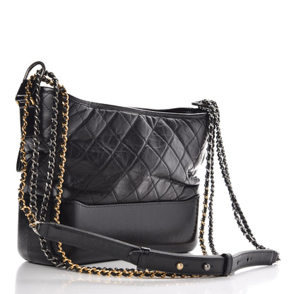 Chanel Aged Calfskin Quilted Medium Gabrielle Hobo Black 3 of 10