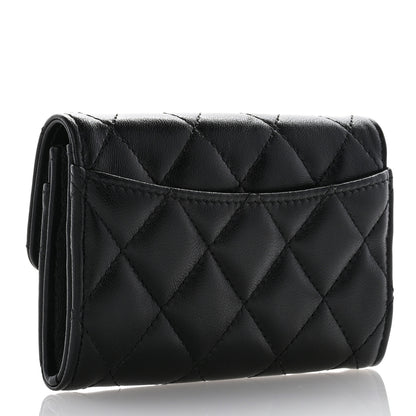 Chanel Lambskin Quilted Flap Card Holder Wallet Black 3 of 9