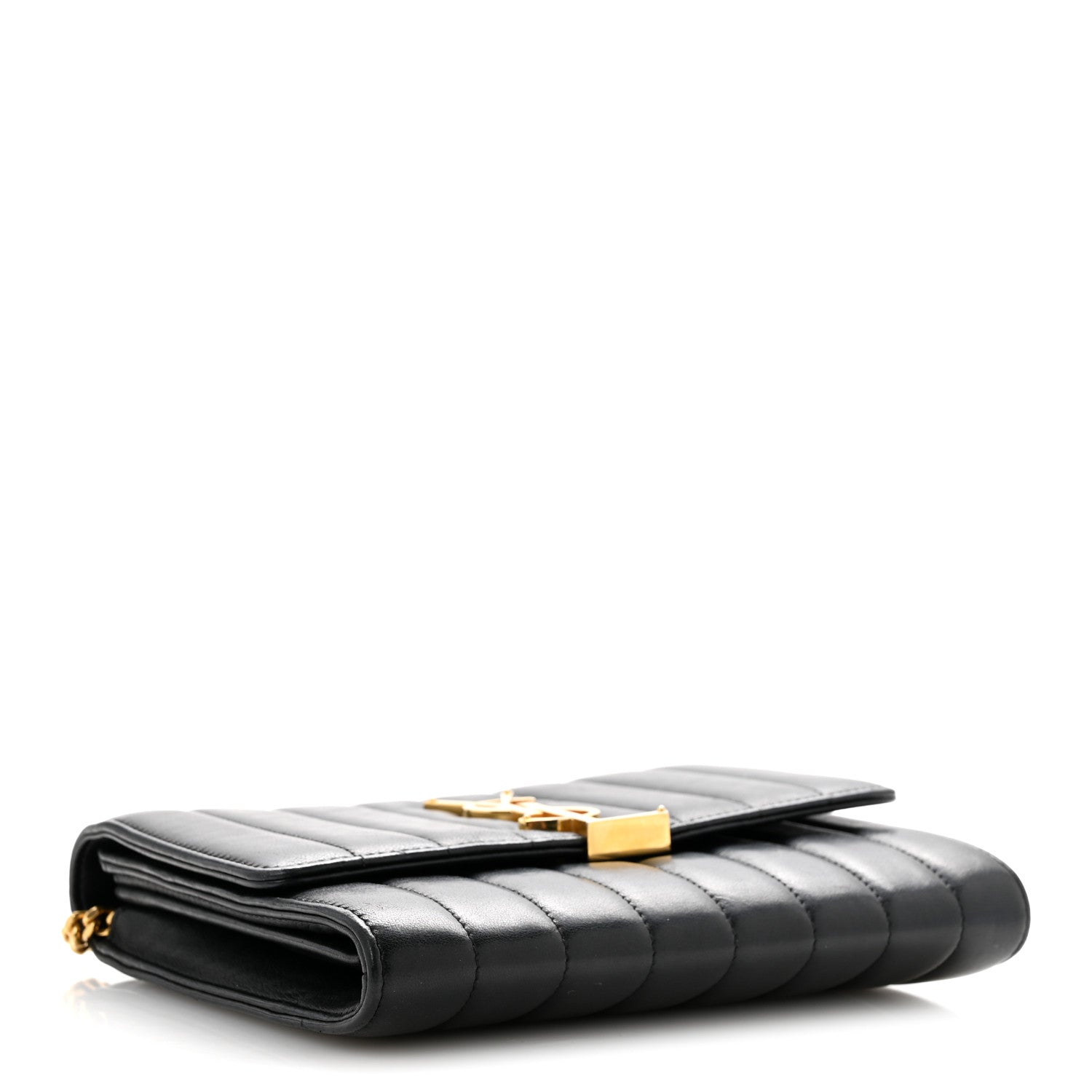 Saint Laurent Lambskin Matelasse Monogram Vicky Chain Wallet Black 4 of 16