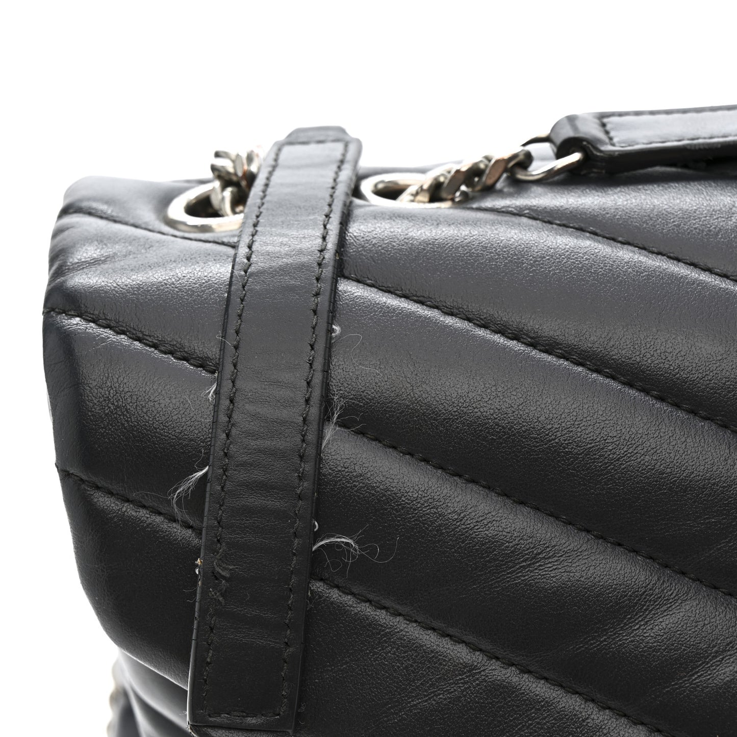 Calfskin Y Quilted Monogram Medium Loulou Chain Satchel Storm