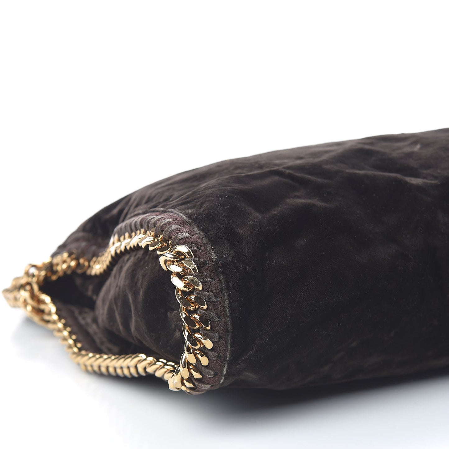 Metallic Snake Embossed Velvet Falabella Fold Over Tote Brown