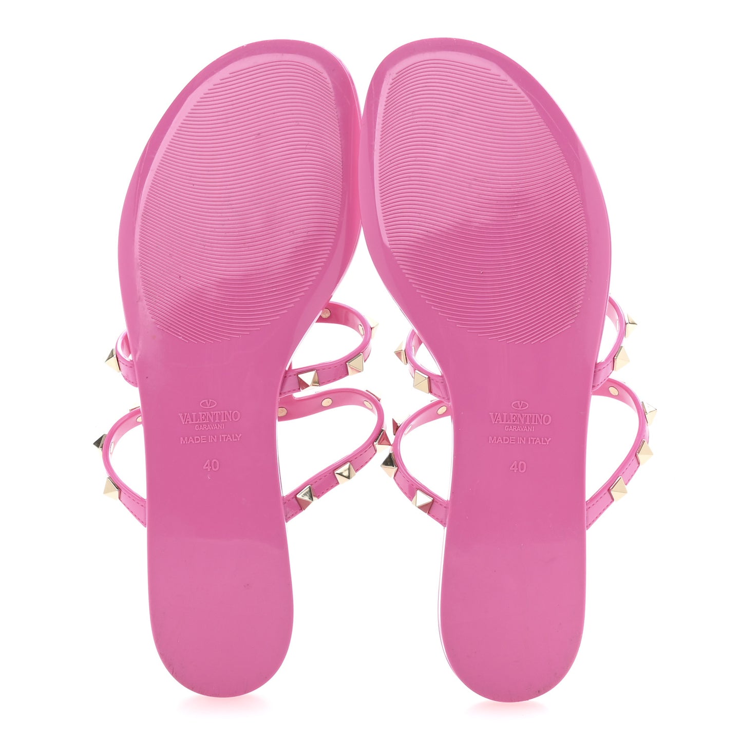 PVC Jelly Rockstud Caged Flat Thong Sandals 40 Dawn Pink