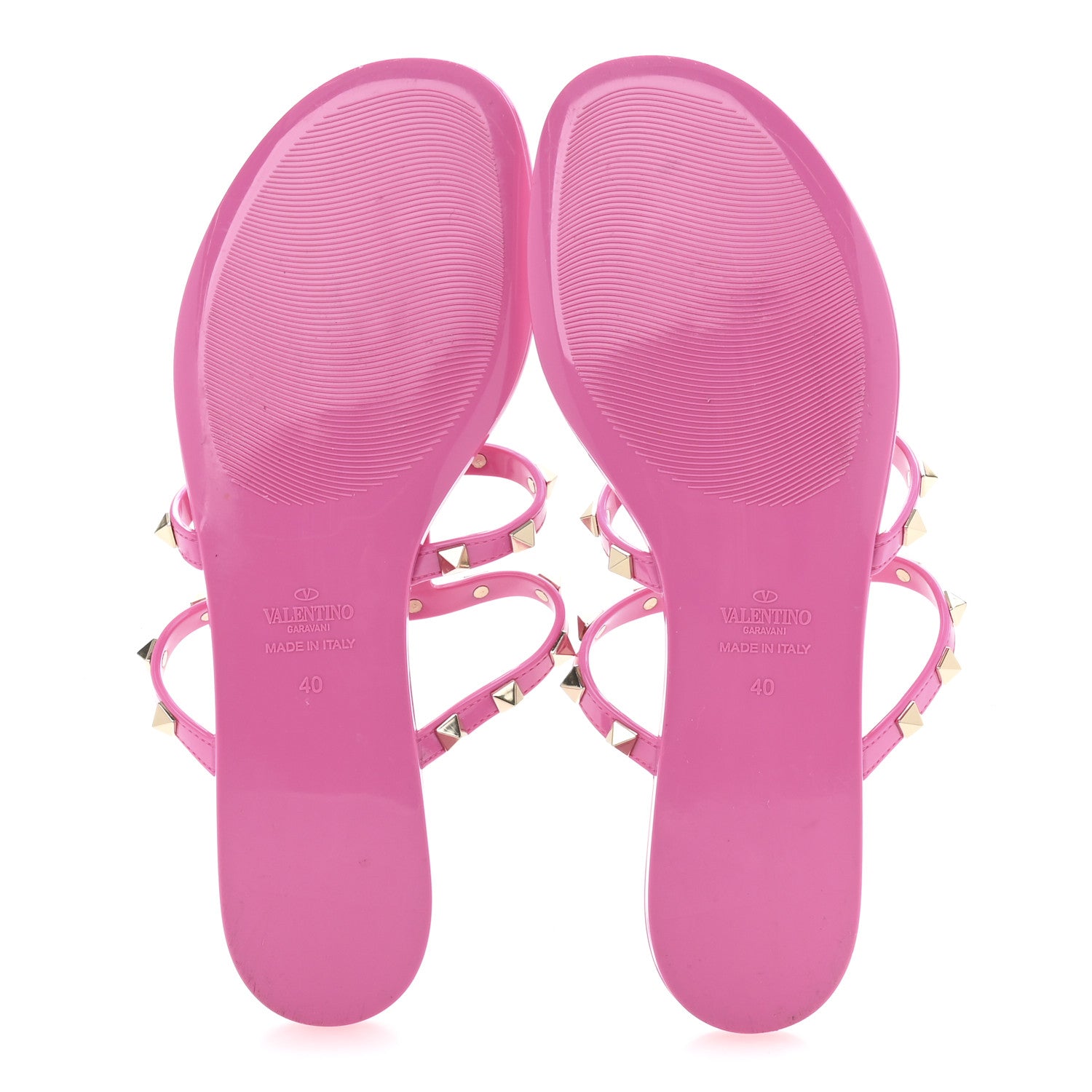 Valentino Garavani PVC Jelly Rockstud Caged Flat Thong Sandals 40 Dawn Pink 6 of 10
