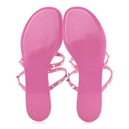 Valentino Garavani PVC Jelly Rockstud Caged Flat Thong Sandals 40 Dawn Pink 6 of 10