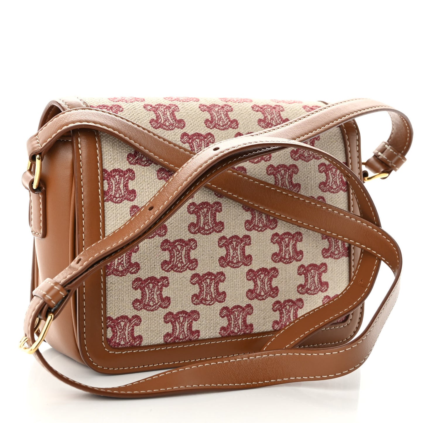 Canvas Calfskin Triomphe Embroidered Teen Triomphe Bag Fox Red