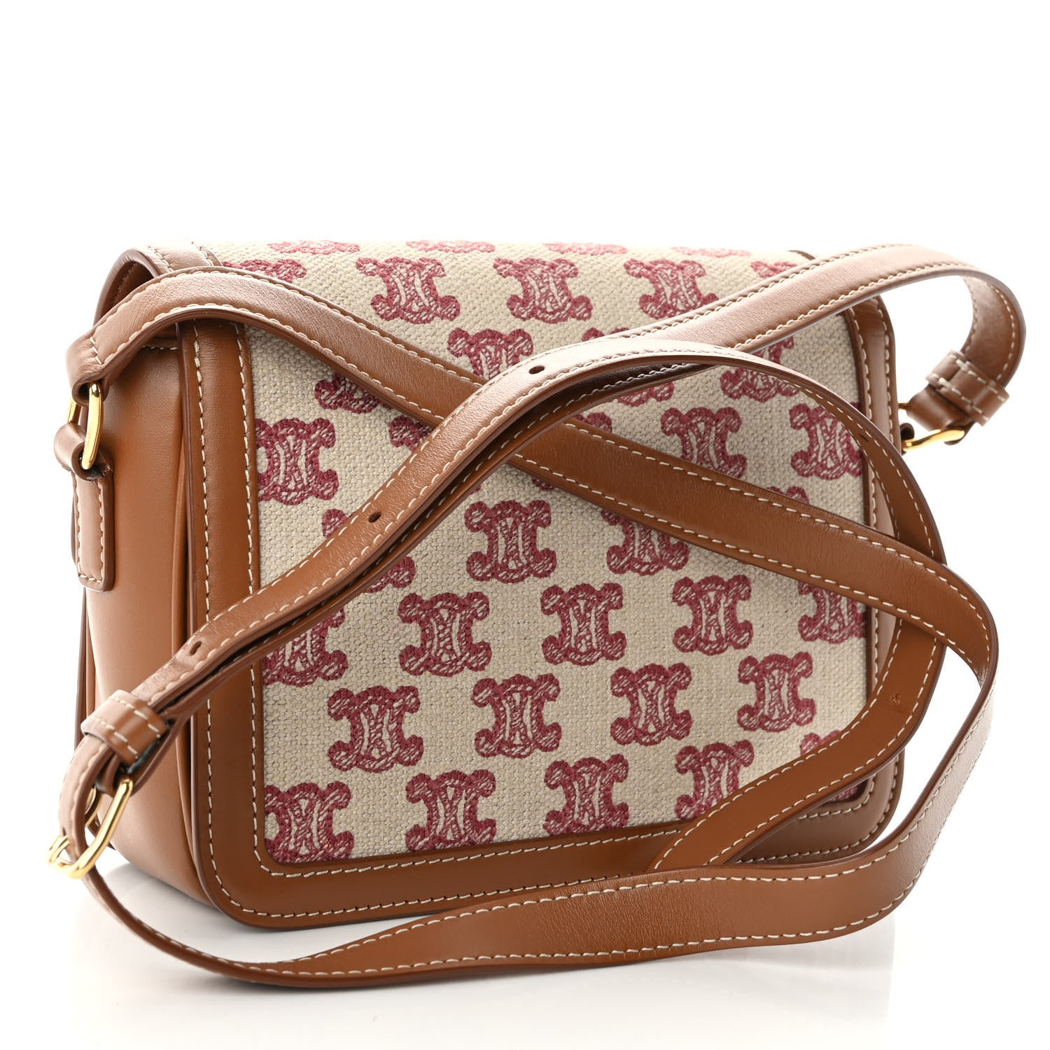 Celine Canvas Calfskin Triomphe Embroidered Teen Triomphe Bag Fox Red 3 of 12