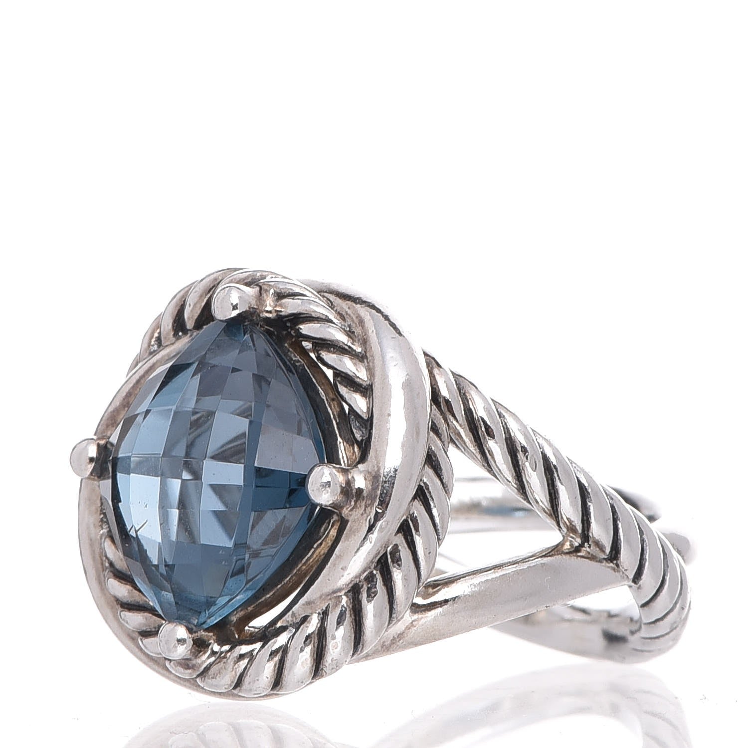 David Yurman Sterling Silver Hampton Blue Topaz 11mm Infinity Ring 52 6 5 of 5
