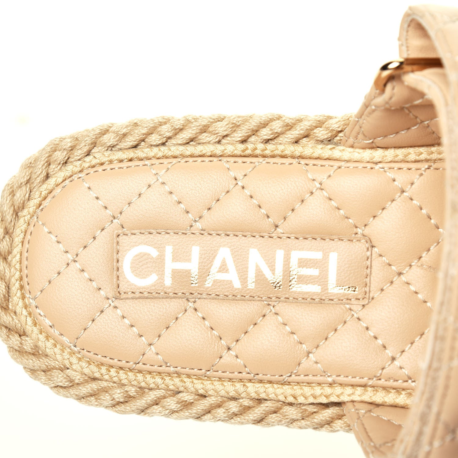 Chanel Cord Lambskin Quilted Logo Mules 41 Beige 7 of 11