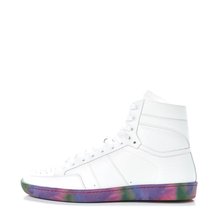 Saint Laurent Calfskin Mens Signature Court Classic SL/10H High Top Sneakers 41.5 Off White Multicolor Tie-Dye 1 of 9
