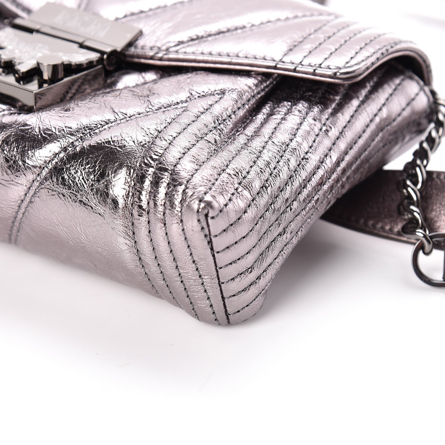 MCM Metallic Calfskin Small Patricia Belt Bag Berlin Silver 11 of 11