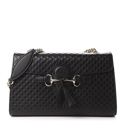 Gucci Microguccissima Medium Emily Chain Shoulder Bag Black 1 of 10