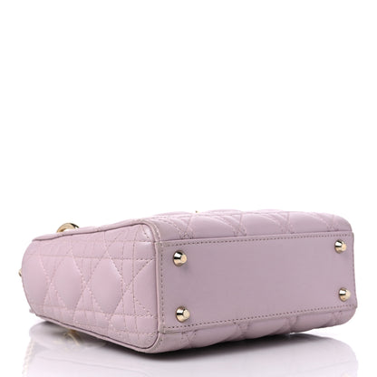 Christian Dior Metallic Calfskin Cannage Mini Lady Dior Pink 3 of 15