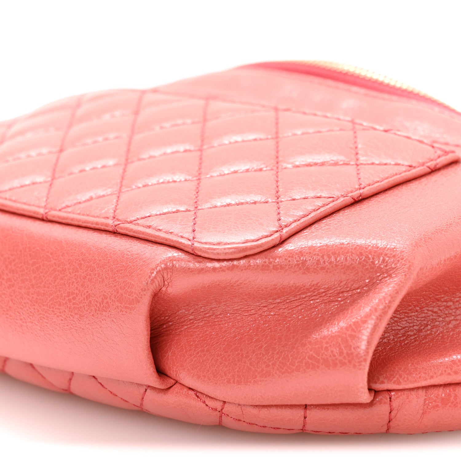 Chanel Crumpled Glazed Lambskin Quilted Waist Bag Fanny Pack Pink 10 of 10