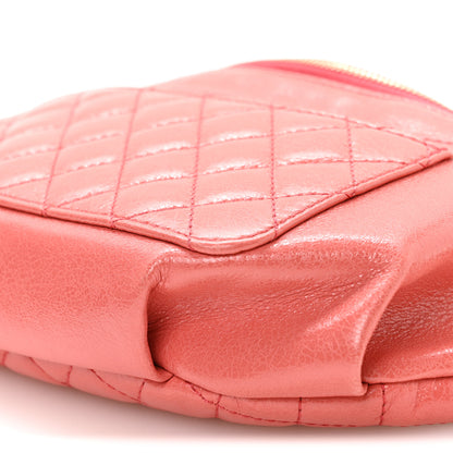 Chanel Crumpled Glazed Lambskin Quilted Waist Bag Fanny Pack Pink 10 of 10