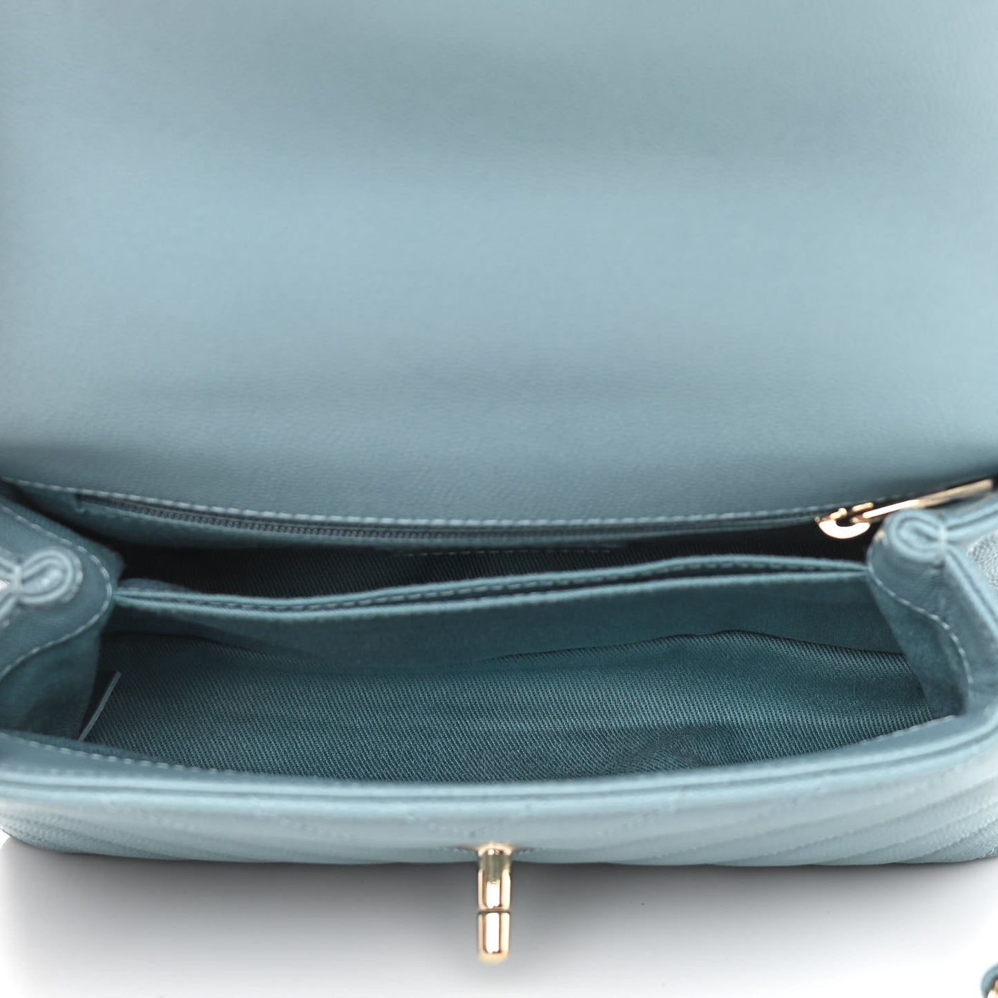 Caviar Chevron Quilted Mini Coco Handle Flap Sky Blue