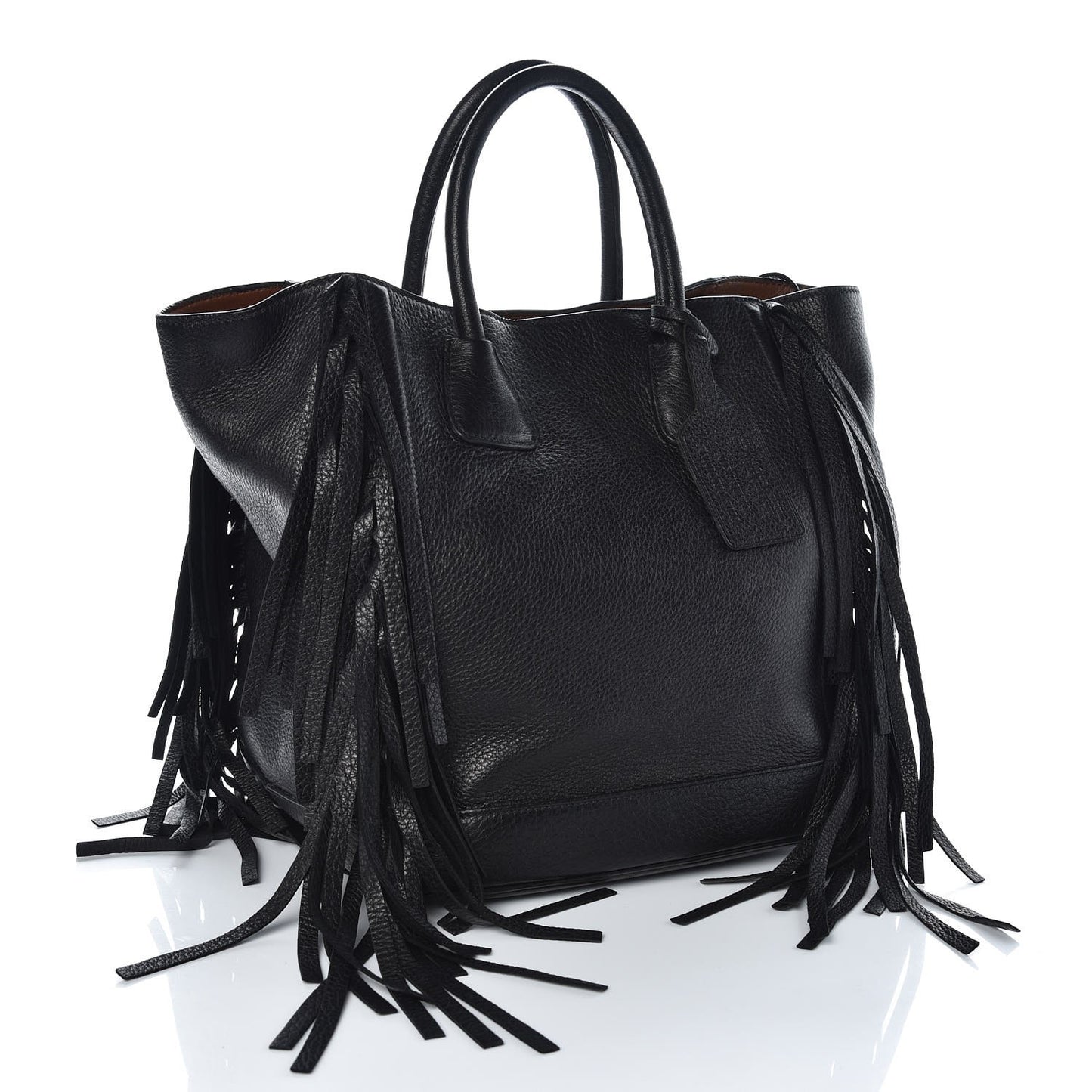 Cervo Deerskin Fringe Tote Black
