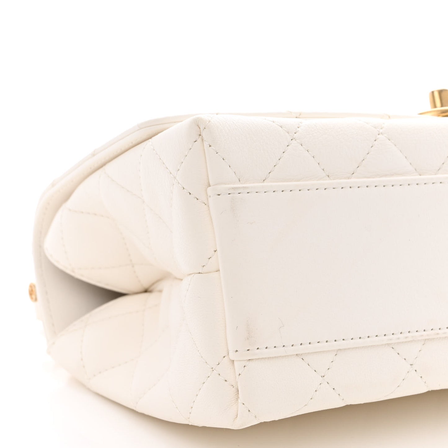 Lambskin Quilted La Parisienne Top Handle Flap White